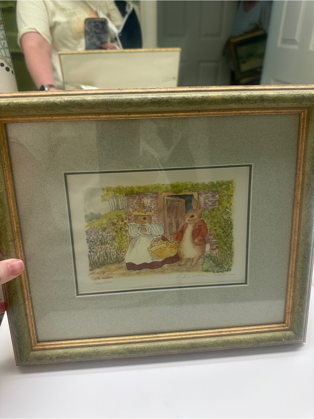 Framed Bunny Illustration Print in Soft Pastels - Picture 1 of 3